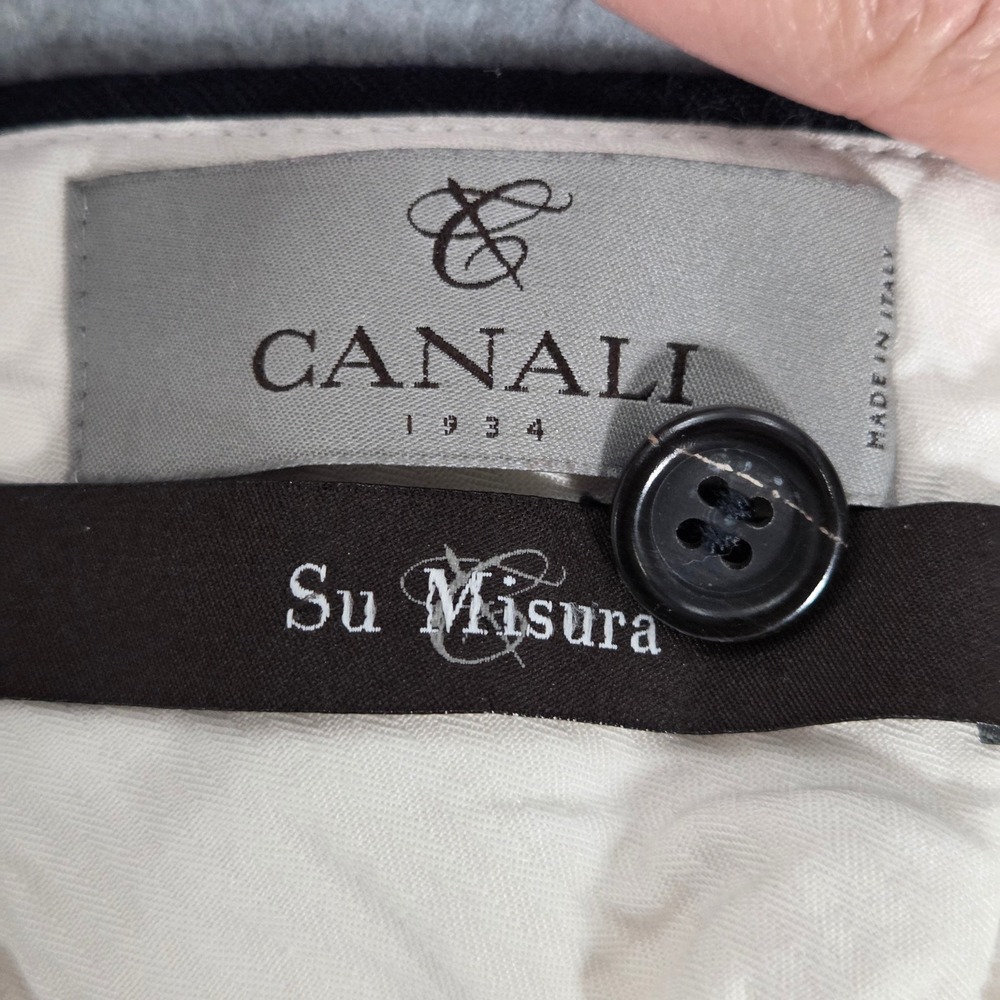 Canali Mens 36 x 26.5 Dress Pants Navy Blue‎ Su Misura 100% Wool Made in Italy - Picture 4 of 4